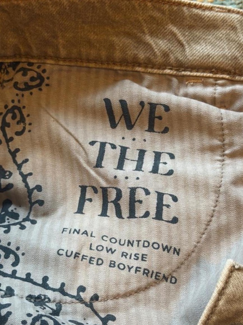 Free People We The Free Final Countdown Jeans Tumbleweed Cuffed Wide Leg NWOT - Picture 8 of 8